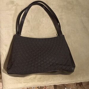 Elegant Dark Brown Vintage Bally Quilted Nylon Hobo Bag 14.5”x8” Designer